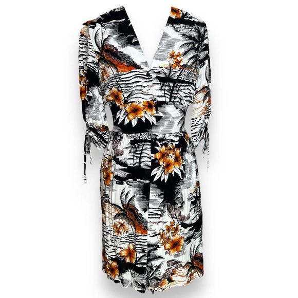 Maje Rolina Hawaiian Tropical Print Button Front Dress Sz 1 = Small - Picture 3 of 12